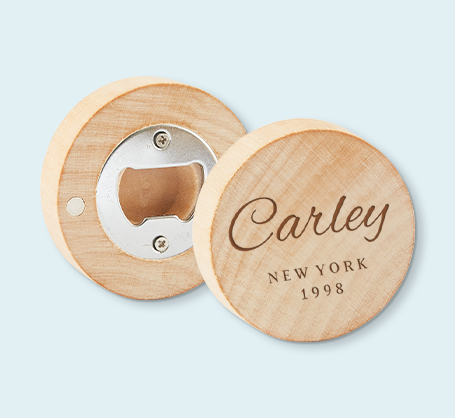 Personalized Round Wood Bottle Opener