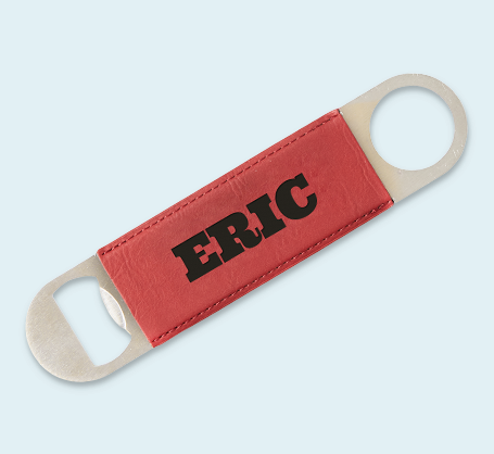 Red Leather Engraved Bottle Opener